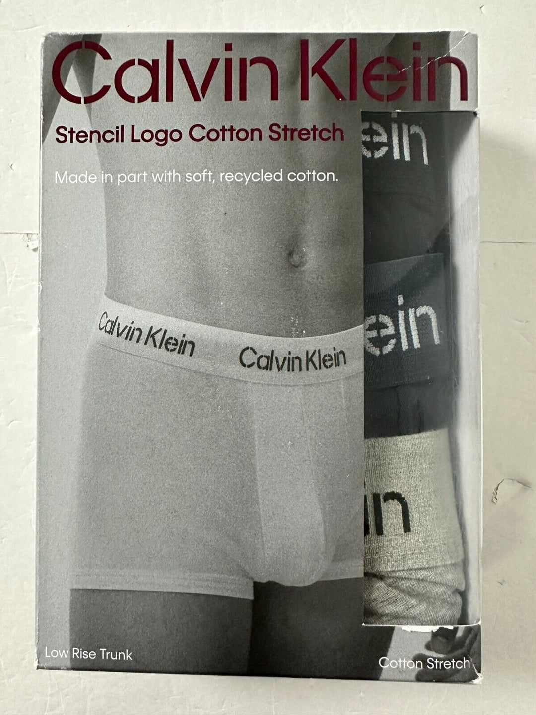 Calvin Klein Mens Multi Stencil Logo Cotton Stretch 3-Pack Low Rise Trunk Size S