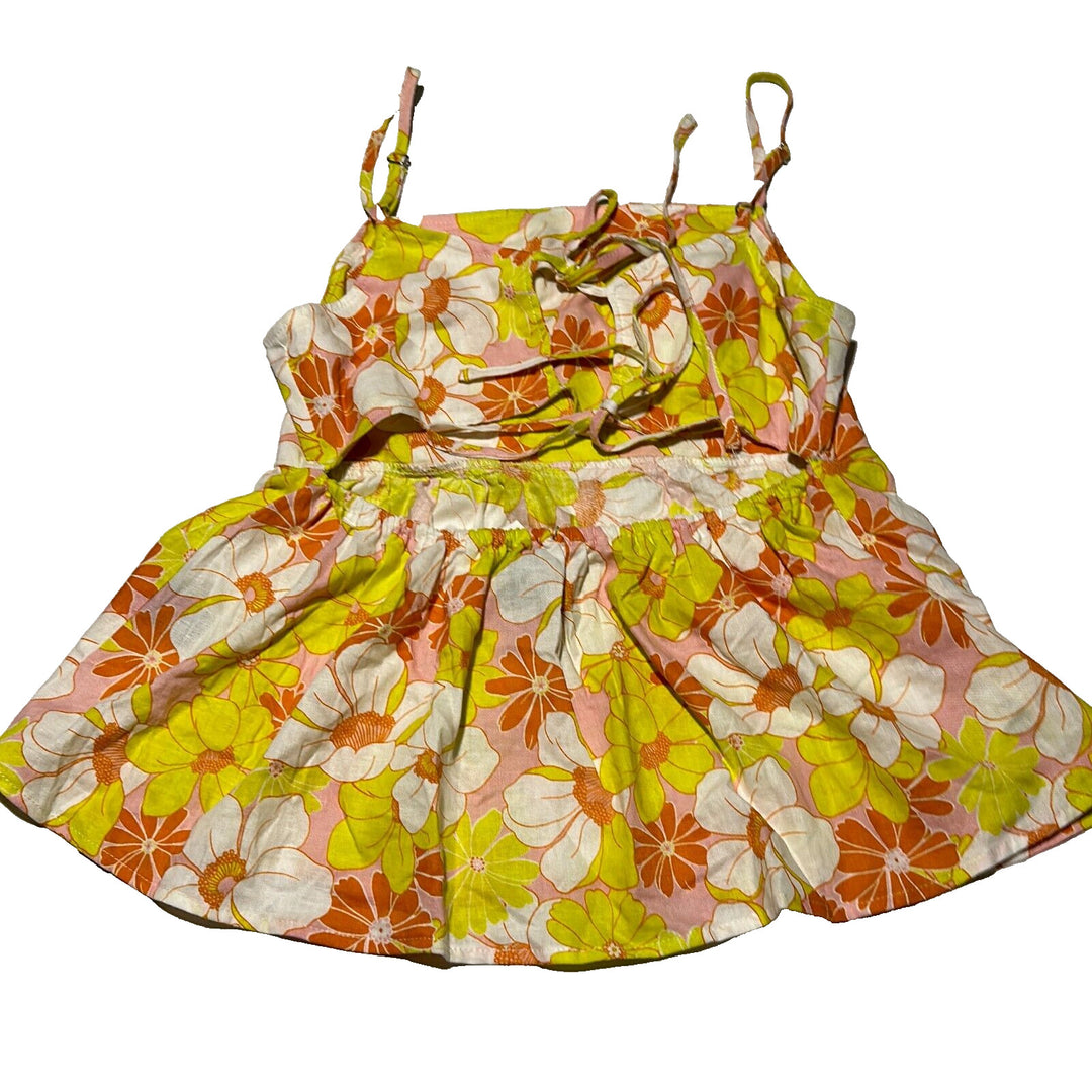 Sanctuary Women's Yellow Floral Square Neck Spaghetti Strap Camisole Top Size XL