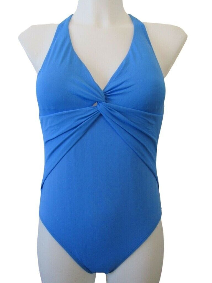 Bleu By Rod Beattie Twist & Shout Plunge One-Piece Swimsuit, Size 4 - Blue