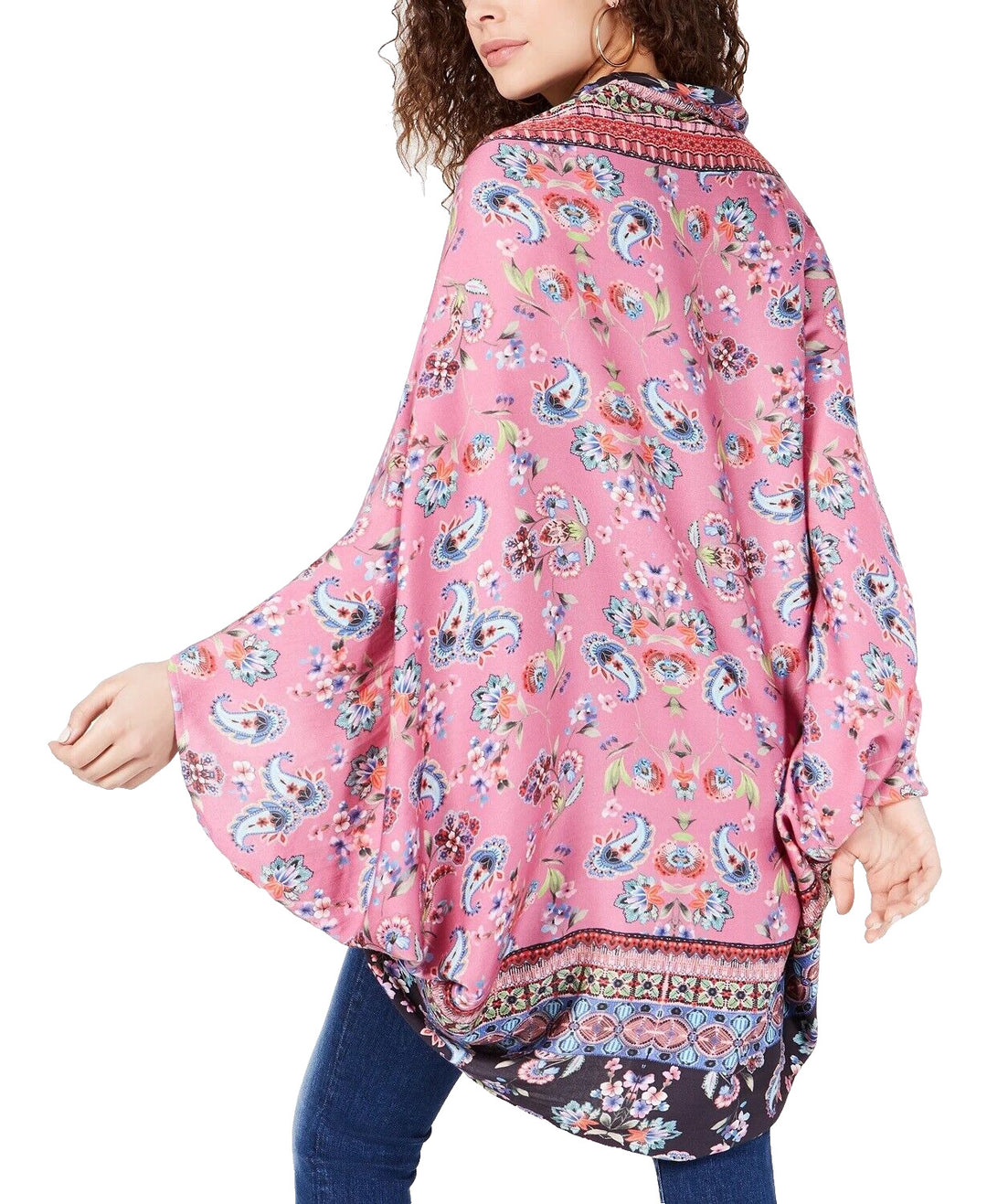 STELLA + GINGER Cotton Printed Kimono Cape Multicolor M