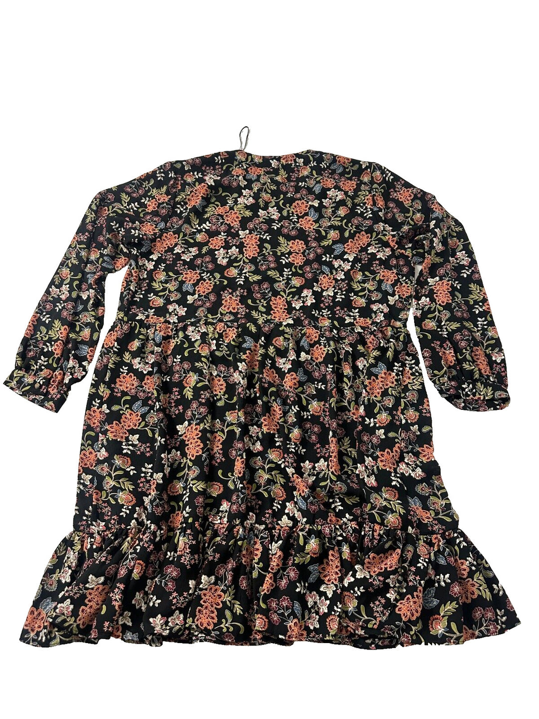 Vince Camuto Women's Floral Rich Black Off The Grid Peasant Mini Dress Size XL