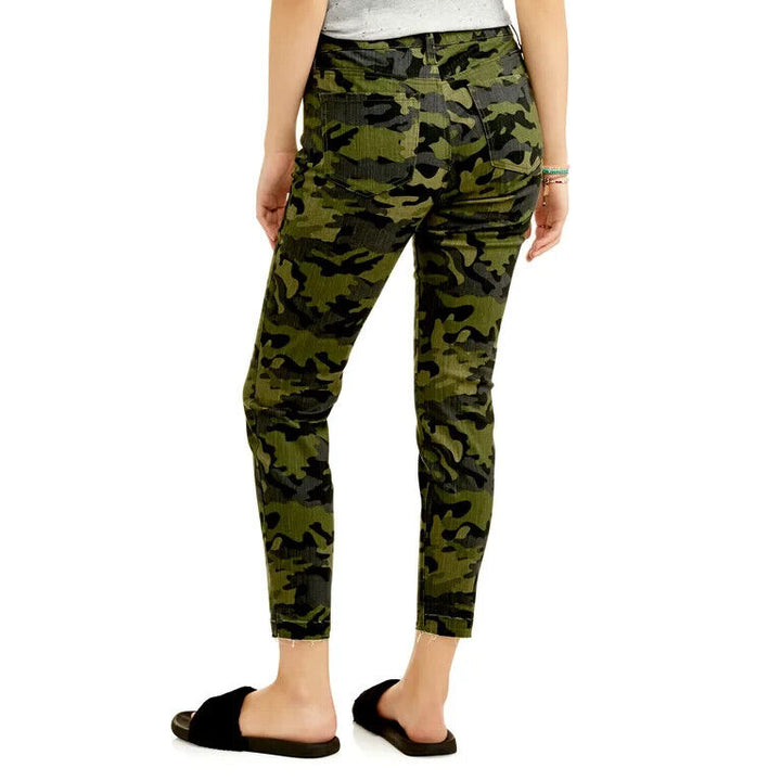 Black Daisy Women's Billie War Camo Green Combo Mid Rise Skinny Jeans Size 1/25