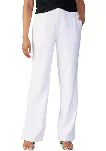 Sanctuary Women's White Flat Front Regular Fit Straight Leg Trouser Pants Sz 33