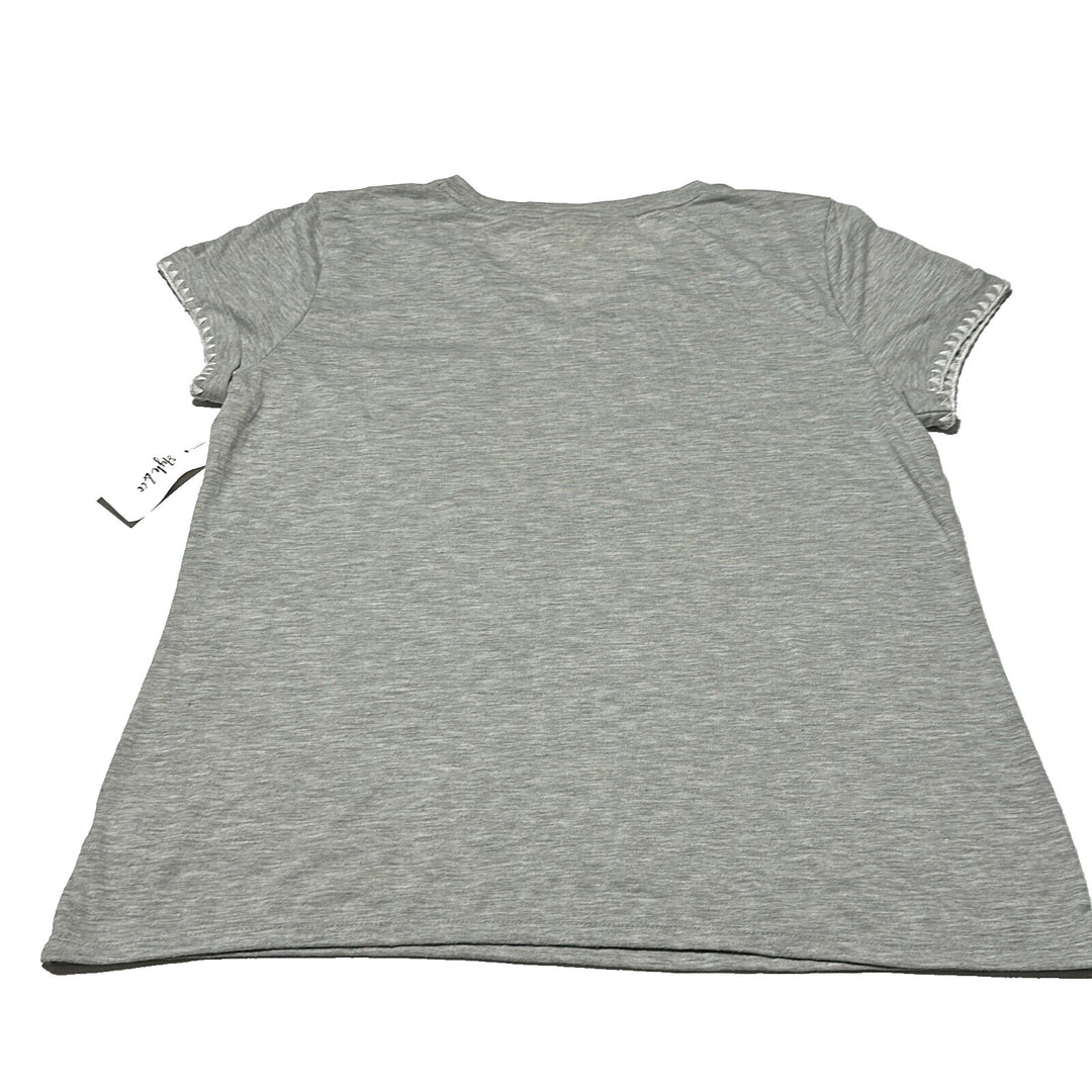 Style & Co. Womens Grey Heather V-Neck Short Sleeve Pullover T-Shirt Size XL