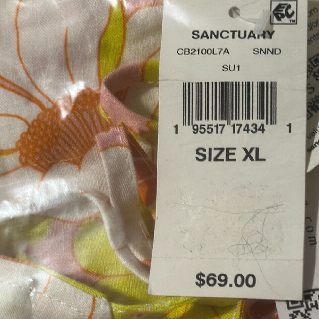 Sanctuary Women's Yellow Floral Square Neck Spaghetti Strap Camisole Top Size XL