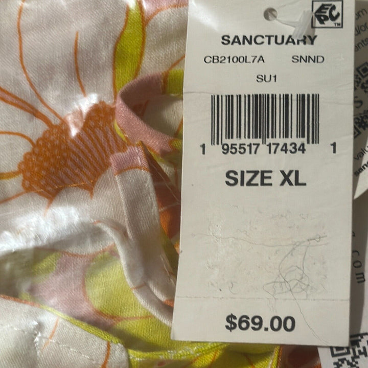 Sanctuary Women's Yellow Floral Square Neck Spaghetti Strap Camisole Top Size XL