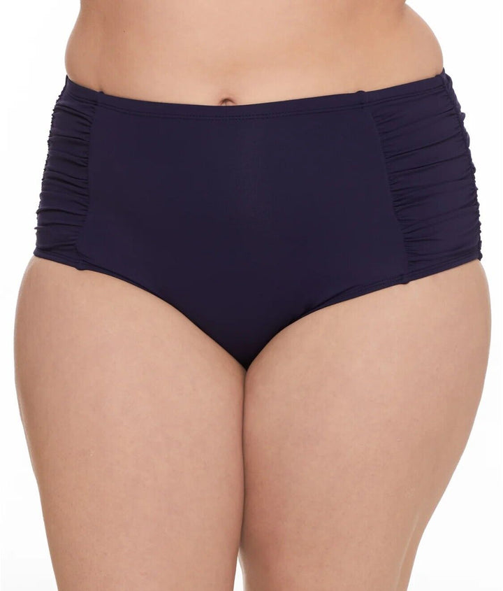 Anne Cole Women's Navy Convertible High-Waist Pull On Bikini Bottom Size 18W