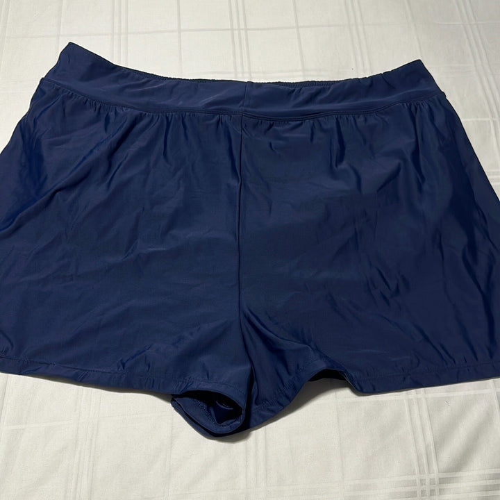 Swim Solutions Women's Navy Blue Elastic Waist Boy Shorts Bottom Size 20W