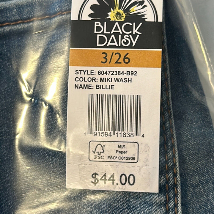 Black Daisy Women's Billie Miki Wash Ripped Denim Skinny Leg Jeans Size 3/26