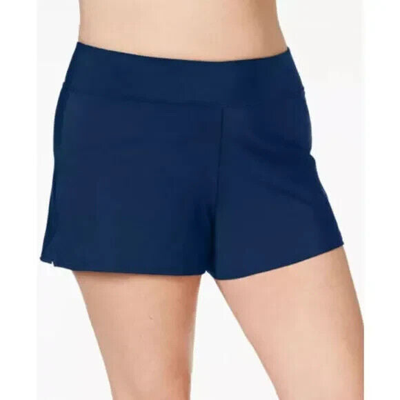 Swim Solutions Women's Navy Blue Elastic Waist Boy Shorts Bottom Size 20W