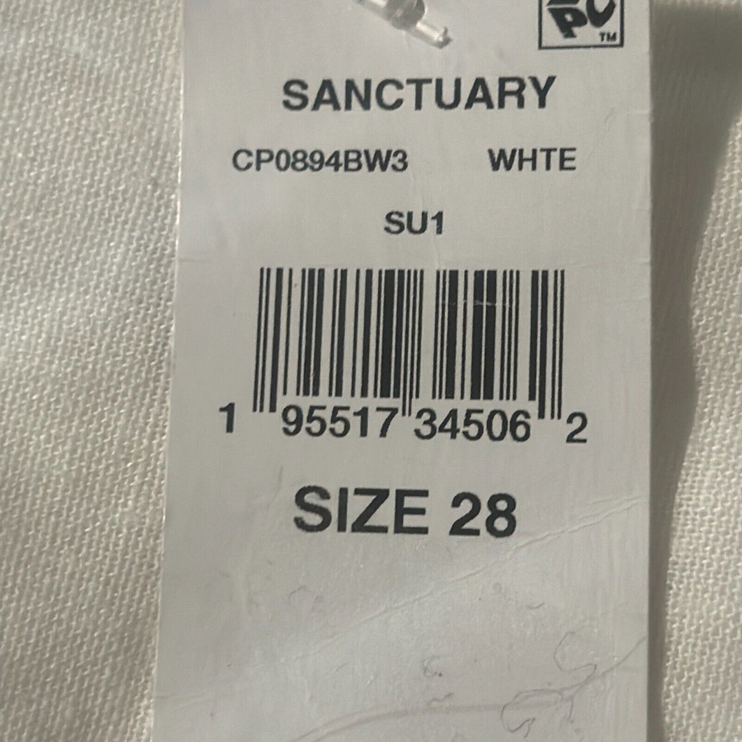 Sanctuary Women's White Flat Front Pockets Straight Leg Trouser Pants Size 28