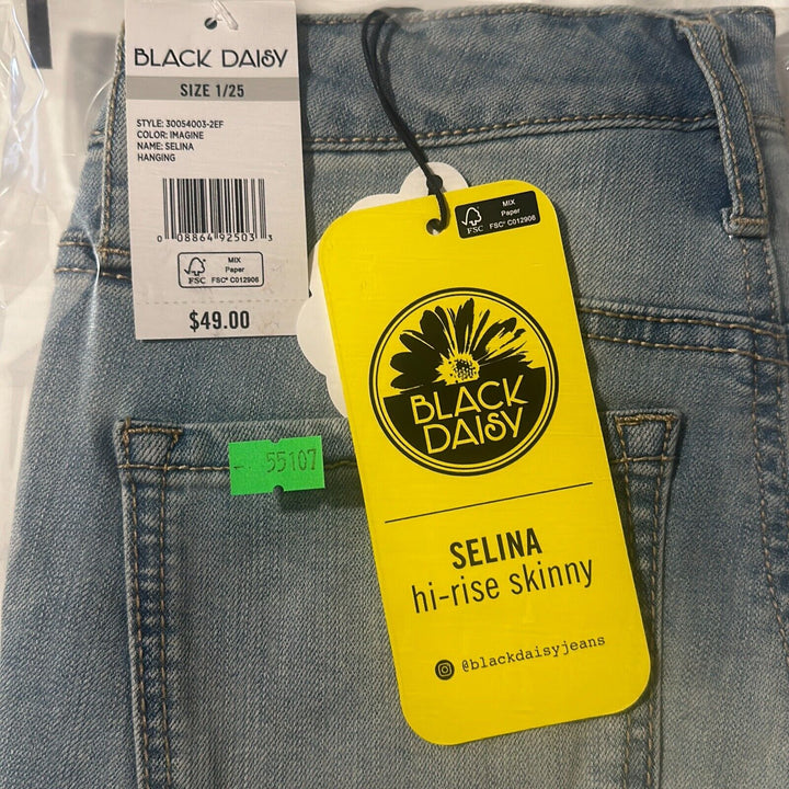 Black Daisy Women's Selina Imagine Regular Fit Denim Skinny Jeans Size 1/25