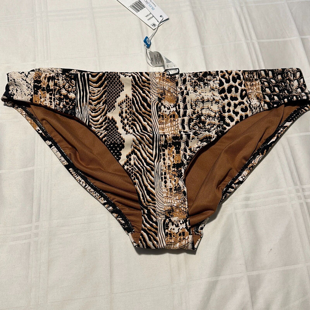 Bleu Rod Beattie Women's Natural Animal Print Hipster Bikini Swim Bottom Size 14