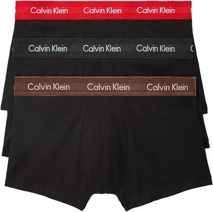 Calvin Klein Men's Black Cotton Stretch 3 Pack Low Rise Trunk Brief Size X-Large