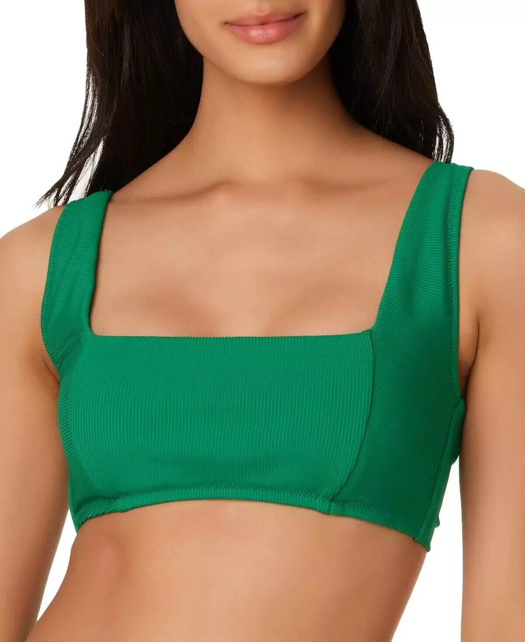 Bar III Women's Vivid Green Micro Rib Sling Bandeau Bikini Swim Top Size X-Large