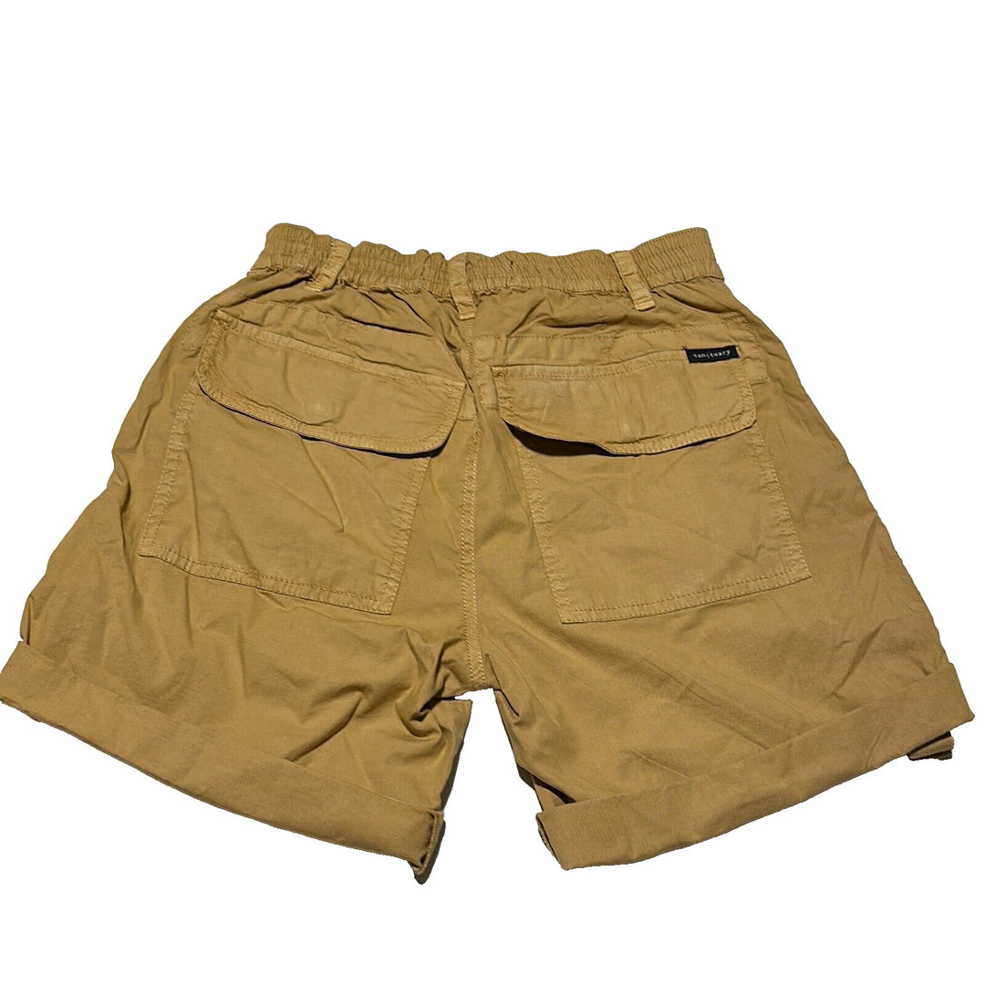 Sanctuary Women's True Khaki Flat Front Pockets Cali Cargo Shorts Size 26