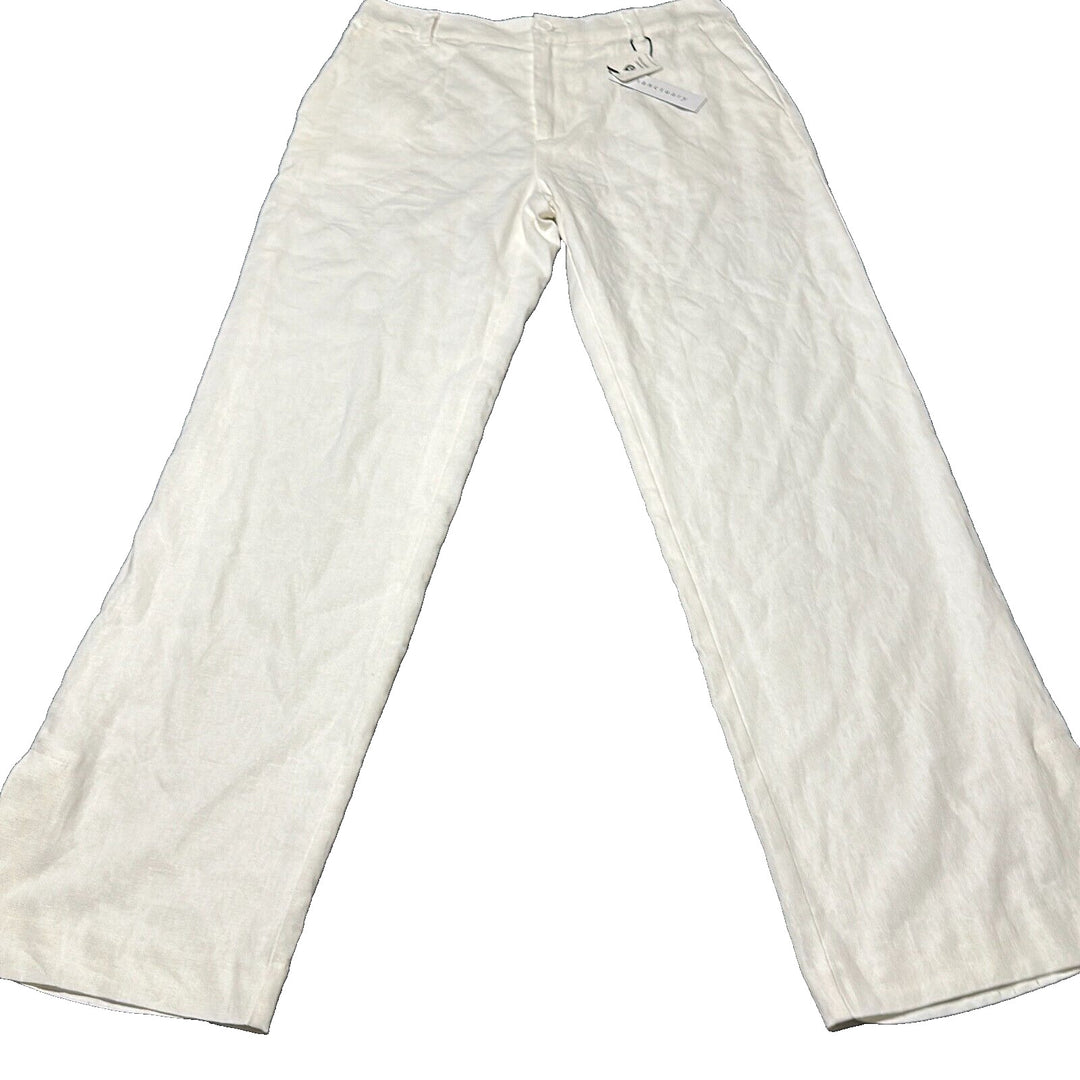 Sanctuary Women's White Regular Fit Flat Front Straight Leg Trouser Pants Sz 31