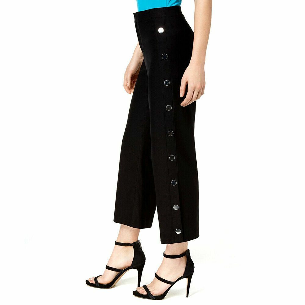 Bar III Cropped Wide-Leg Sailor Pants Black 0