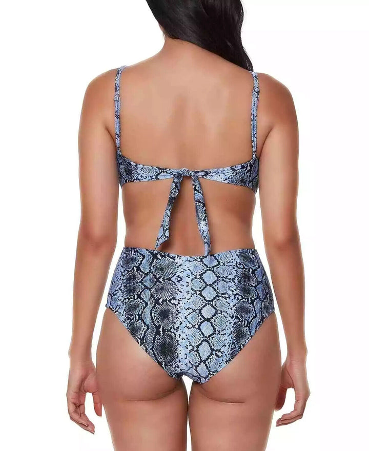 Bar III Womens Peri Allure Printed Ring Monokini One - Piece Swimsuit Size Large