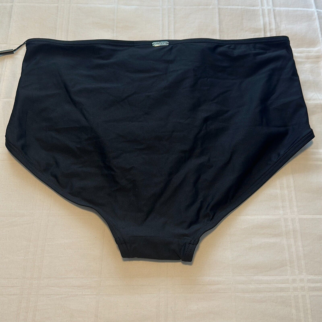 Calvin Klein Women's Black Pleated High Waist Bikini Swim Bottom Size XL