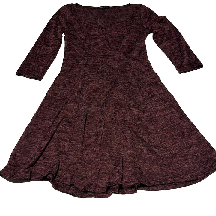 BeBop Women's Wine Heather 3/4 Sleeve Sweetheart Neck A-Line Dress Size Small