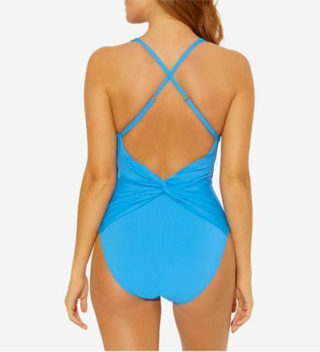 Bleu By Rod Beattie Twist & Shout Plunge One-Piece Swimsuit, Size 4 - Blue