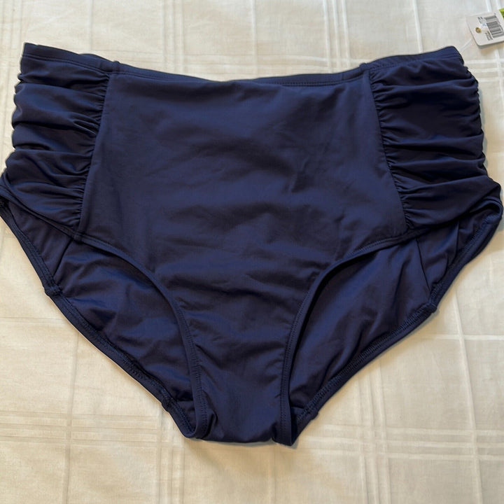 Anne Cole Women's Navy Convertible High-Waist Pull On Bikini Bottom Size 18W