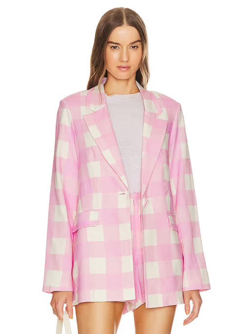 Sanctuary Womens Candy Gingham Long Sleeve Kora Blazer Jacket Size S