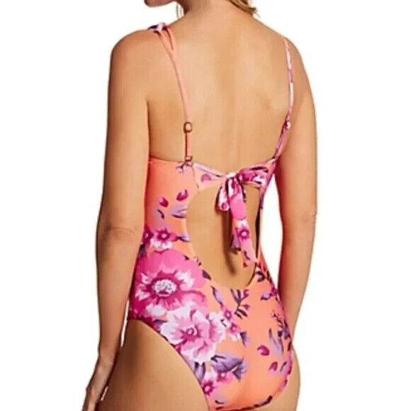 Becca Women's Multicolor Full Bloom Arabella Asymmetrical One Piece Swimsuit M