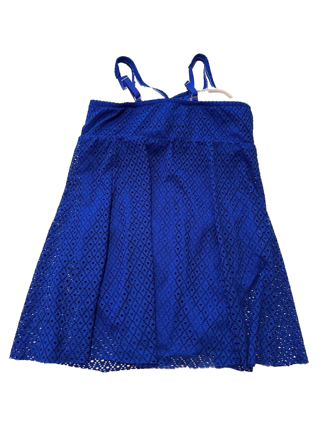 Swim Solutions Cobalt Blue Crochet Bow Front Tummy Control Swim Dress Size 20W