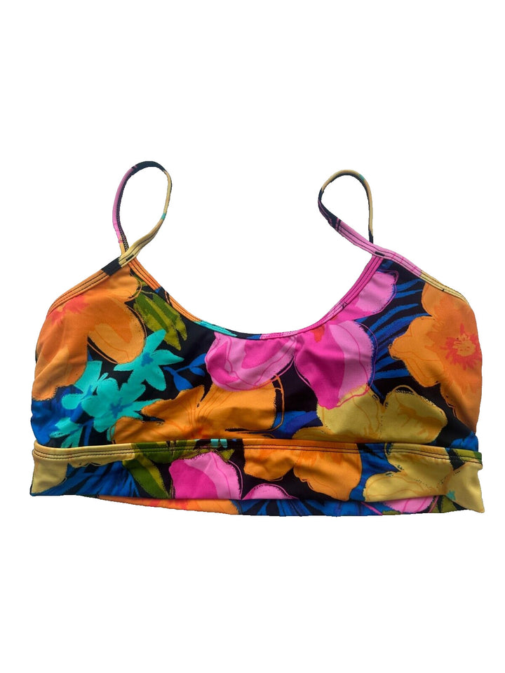 Sundazed Women's Multi Gianna Floral-Print Mid-Line Swim Bikini Top Size X-Large