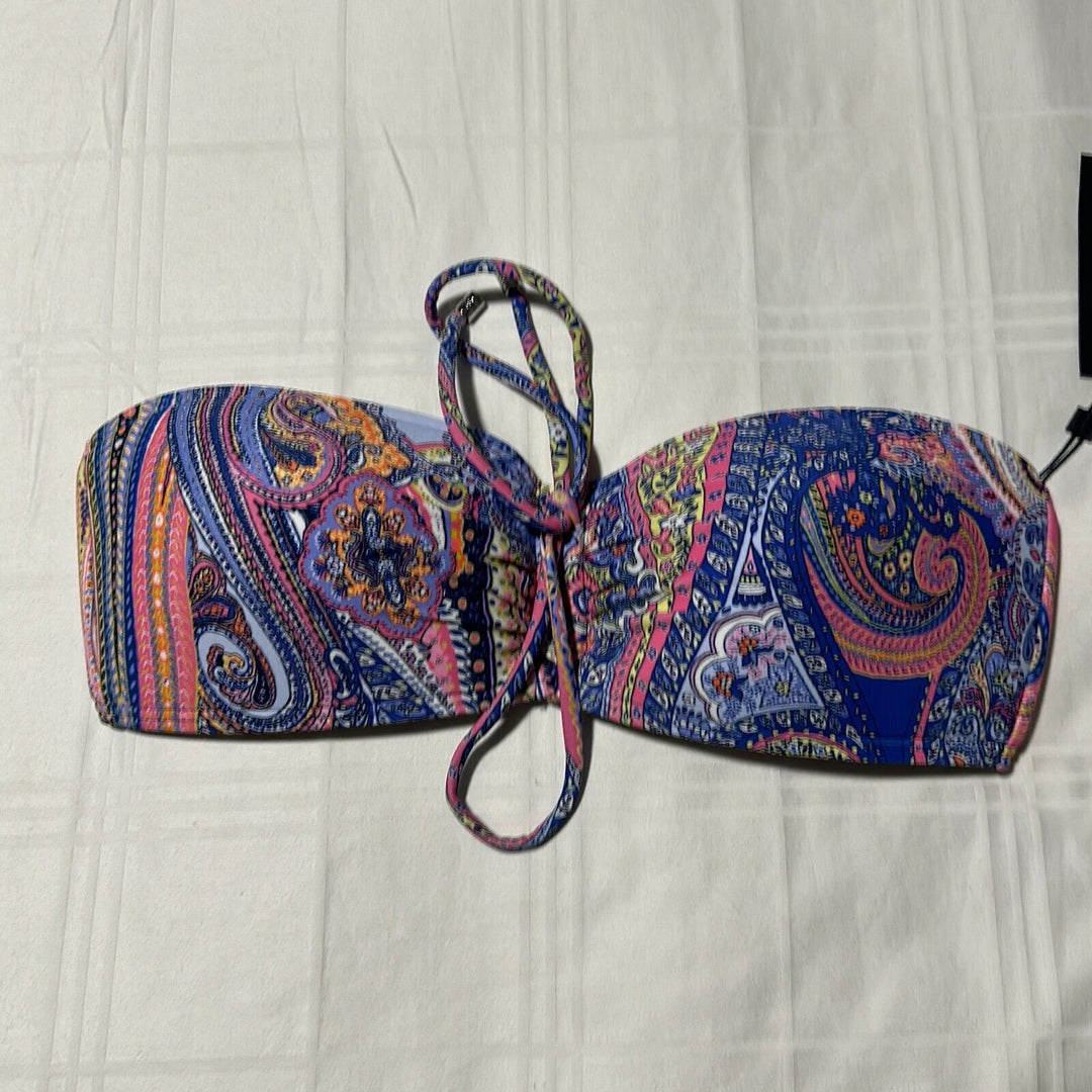 Tommy Hilfiger Women's Blue Jaipur Paisley Provence Halter Bikini Top Size Small