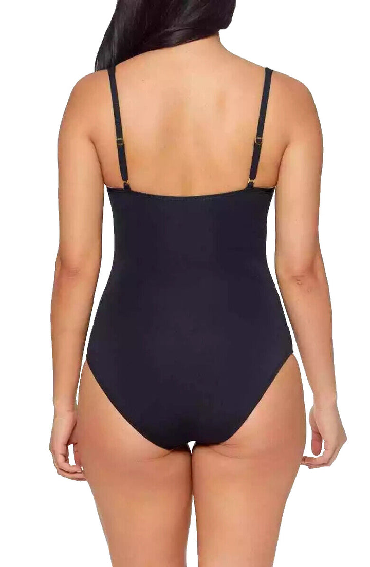 Bleu Rod Beattie Women's Black Kore Shirred Bandeau One Piece Swimsuit Size 4