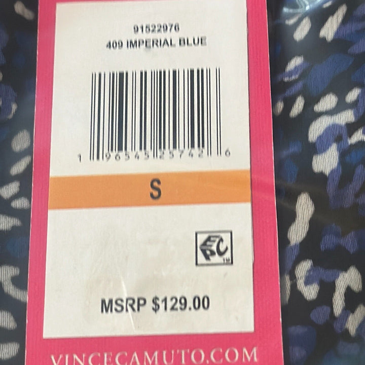 Vince Camuto Womem's Imperial Blue V Neck Back Zip Fit & Flare Dress Size Small