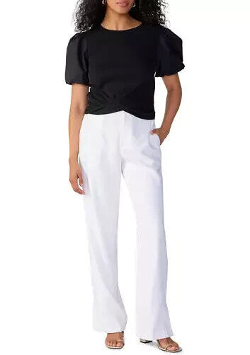 Sanctuary Women's White Regular Fit Flat Front Straight Leg Trouser Pants Sz 26