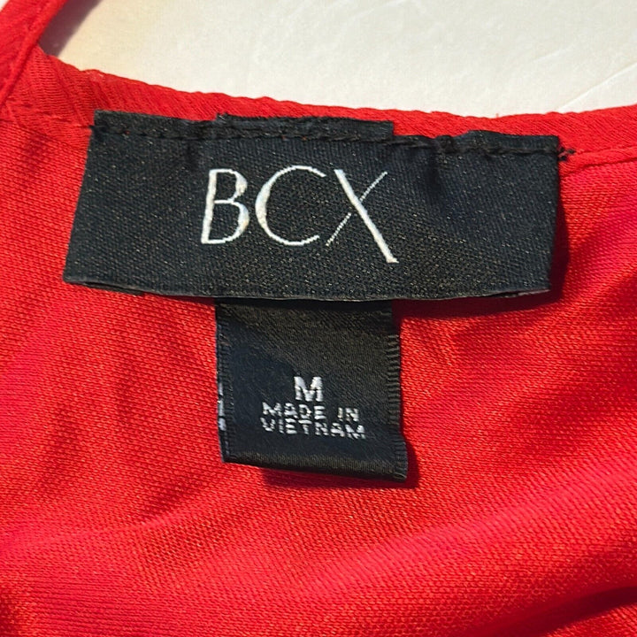 BCX Women's Red 3/4 Sleeve Keyhole Neck Knot Front Blouse Top Size Medium