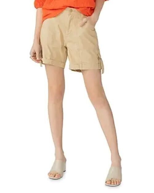 Sanctuary Women's True Khaki Flat Front Pockets Cali Cargo Shorts Size 26