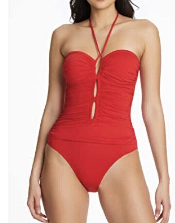 Bleu Rod Beattie Women's Ginger All Tied Up Bandeau One Piece Swimsuit size 14