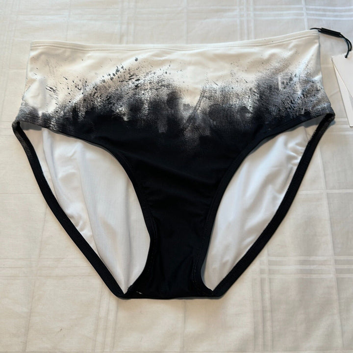 Calvin Klein Women's Black Tie Dye High Waist Swim Bikini Bottom Size L