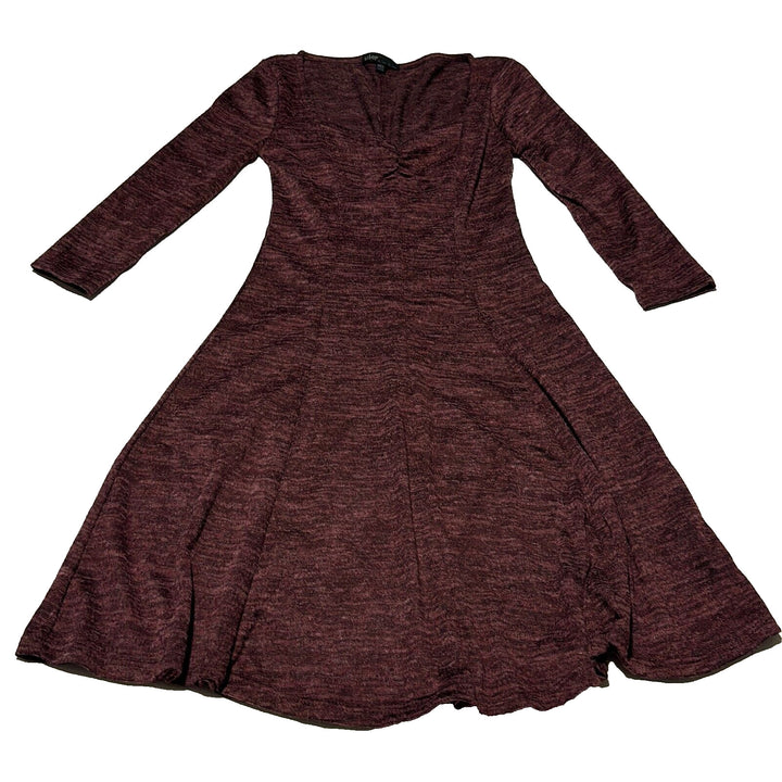 BeBop Women's Wine Heather 3/4 Sleeve Sweetheart Neck A-Line Dress Size Medium