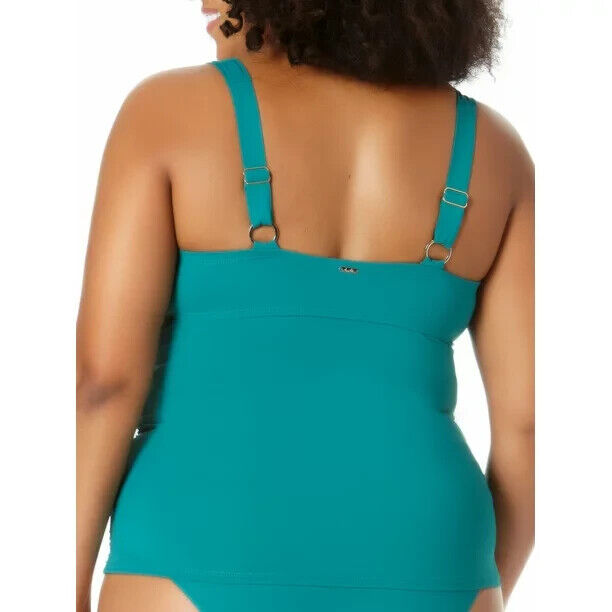 Anne Cole Women's Ocean Green Twist Front Underwired Tankini Swim Top Size 18W