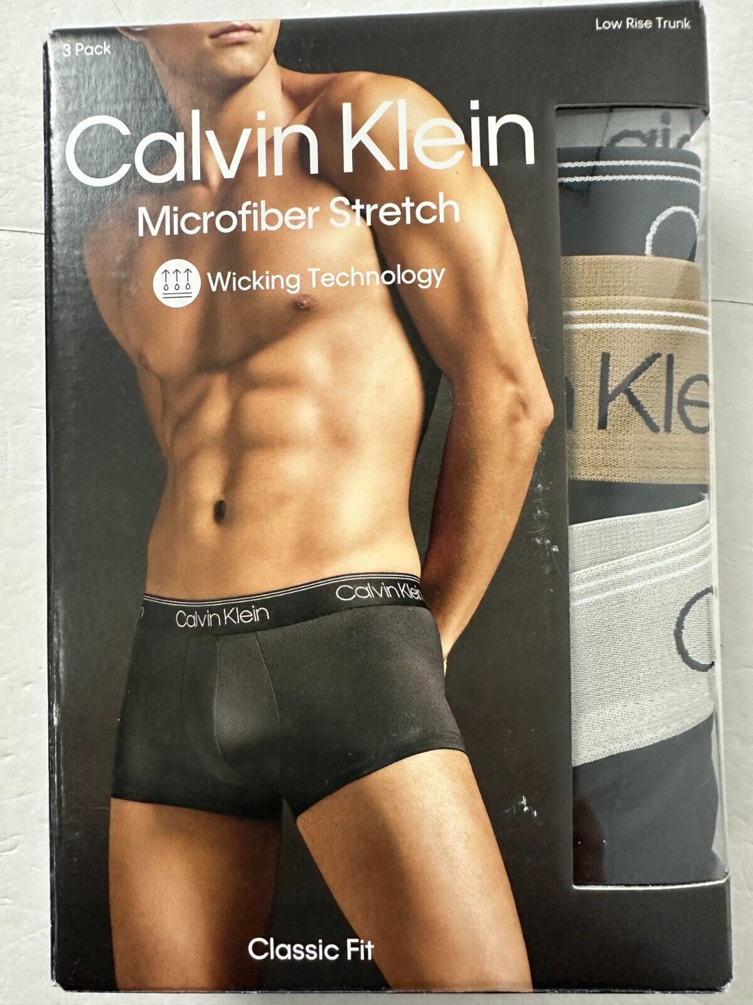 Calvin Klein Men's Black Cotton Stretch 3 Pack Low Rise Trunk Brief Size Small