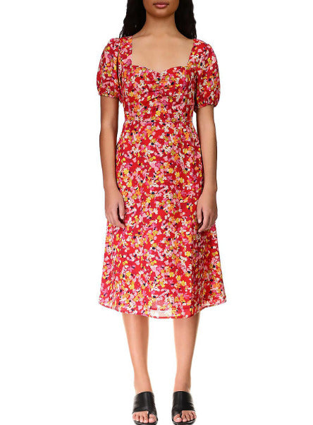 Sanctuary Women's Sunset Bloom Floral Sweetheart Neck A-Line Midi Dress Size 4