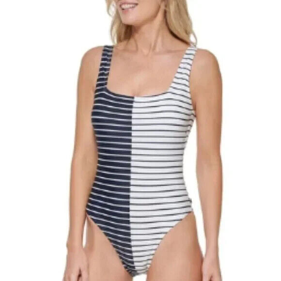 Tommy Hilfiger Women's Sail Away Striped Sky Captain One Piece Swimsuit Size 6