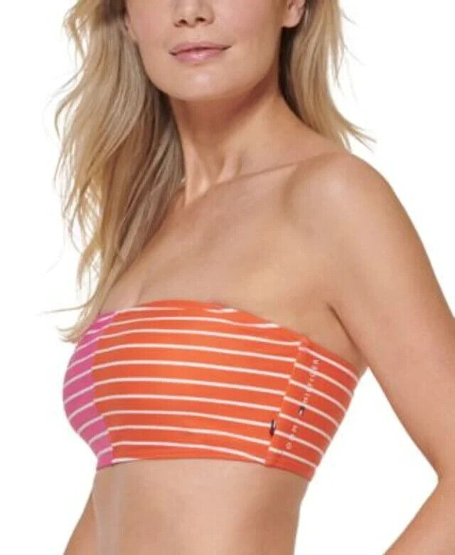 Tommy Hilfiger Women's Dahlia Striped Removable Strap Bandeau Bikini Swim Top XL