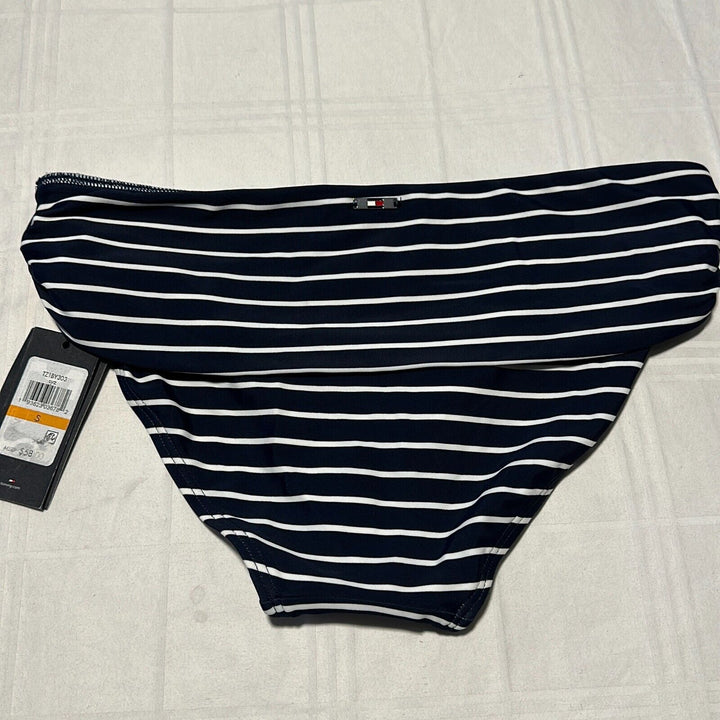 Tommy Hilfiger Women's Black White Striped Fold Over Bikini Bottom Size Small