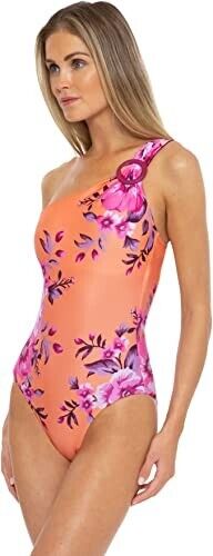 Becca Women's Multicolor Full Bloom Arabella Asymmetrical One Piece Swimsuit M