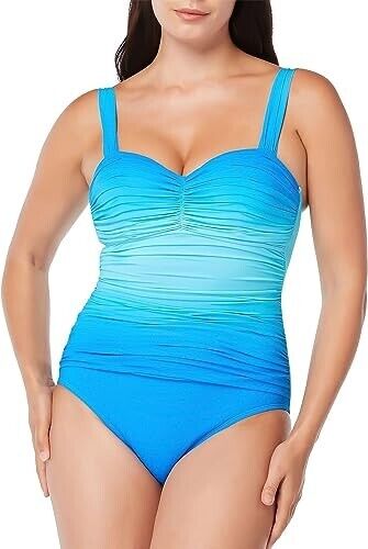 Bleu Rod Beattie Women's Surf Blue Coast To Coast Shirred One Piece Swimsuit 12