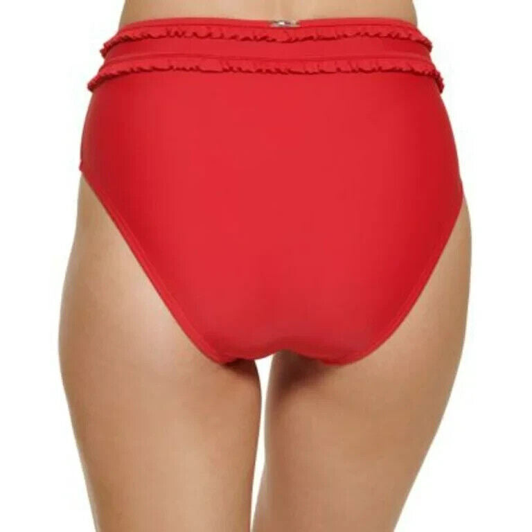 Tommy Hilfiger Women's Scarlet Ruffled High Waist Bikini Swim Bottom Size XS