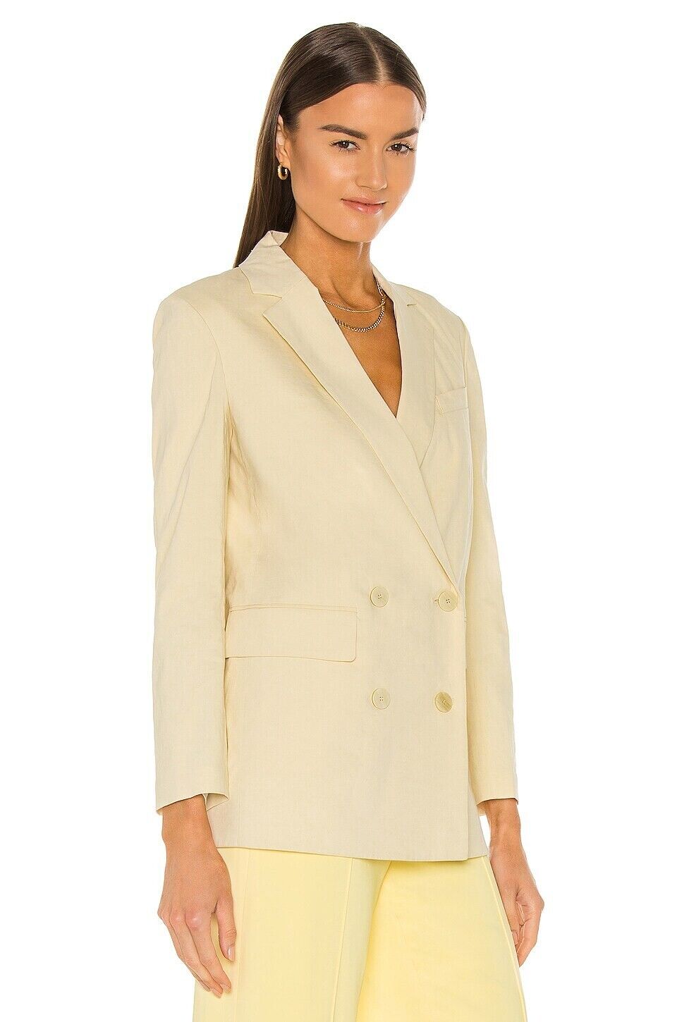 Theory Women's Ivory Light Linen Stretch Double Breasted Piazza Jacket Size 2